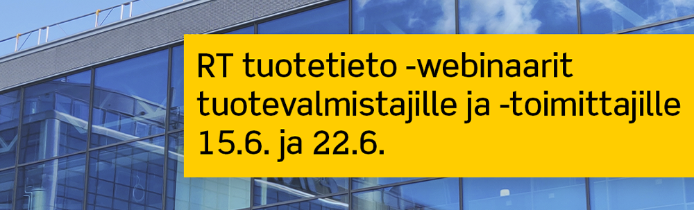 RT tuotetieto -webinaarit tuotevalmistajille ja -toimittajille 15.6. ja 22.6.